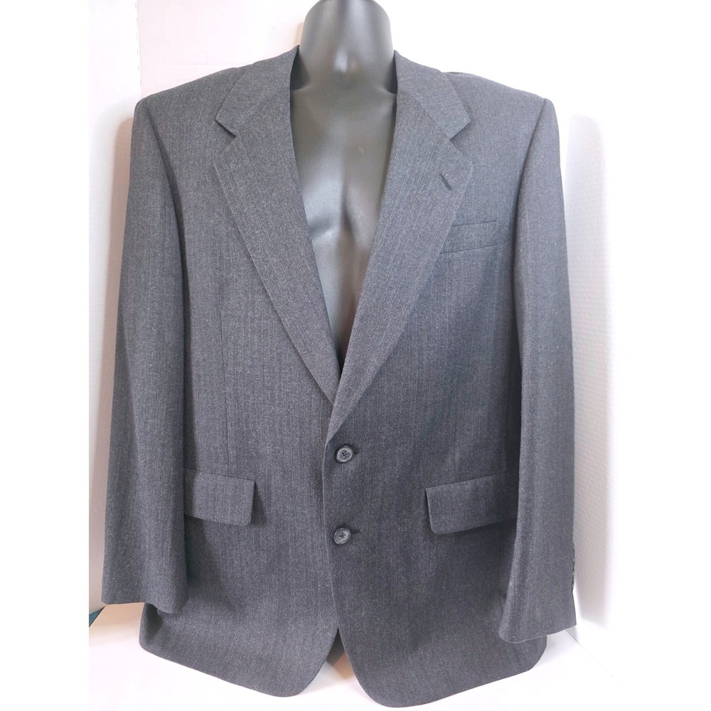 Hart Schaffner Marx Charcoal Gray Pinstripe All Wool Worsted Blazer 40R